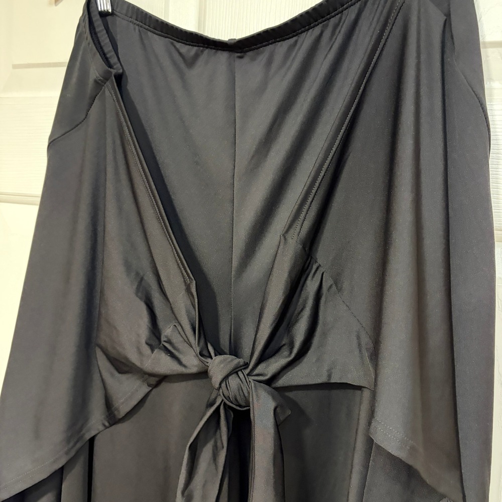 Lands' End Black Tie Front Cover Up Pants Plus Size 2X Stretch Wide Leg Beach